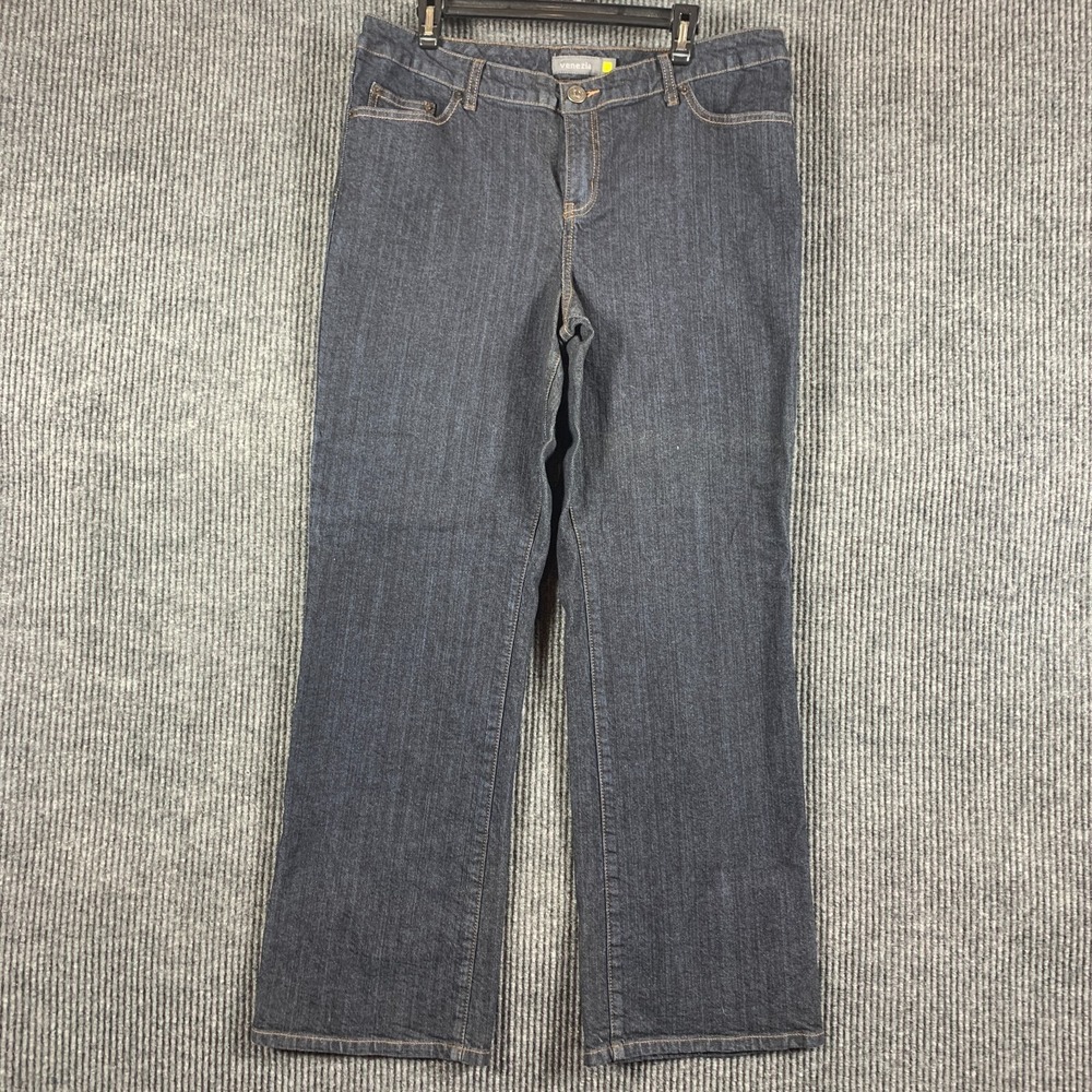 Venezia Jeans Womens Plus 4 Blue Denim Dark Wash Stretch Bootcut High Rise 36x31